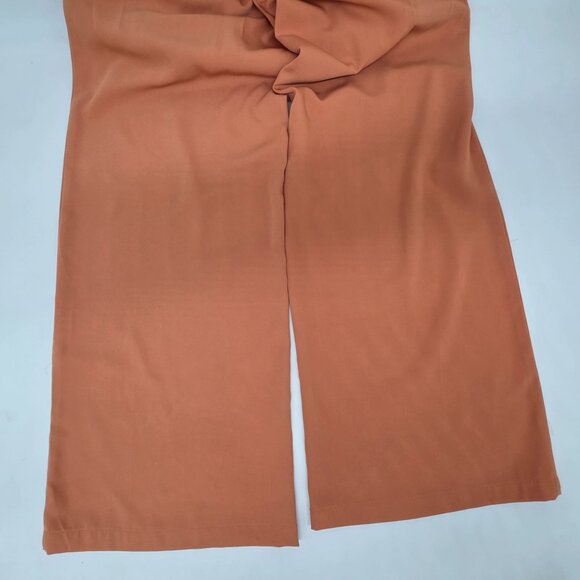 Rust Orange Wide-Leg Pants By Evolutionary Size L Lightweight Material Pleated - Picture 9 of 9